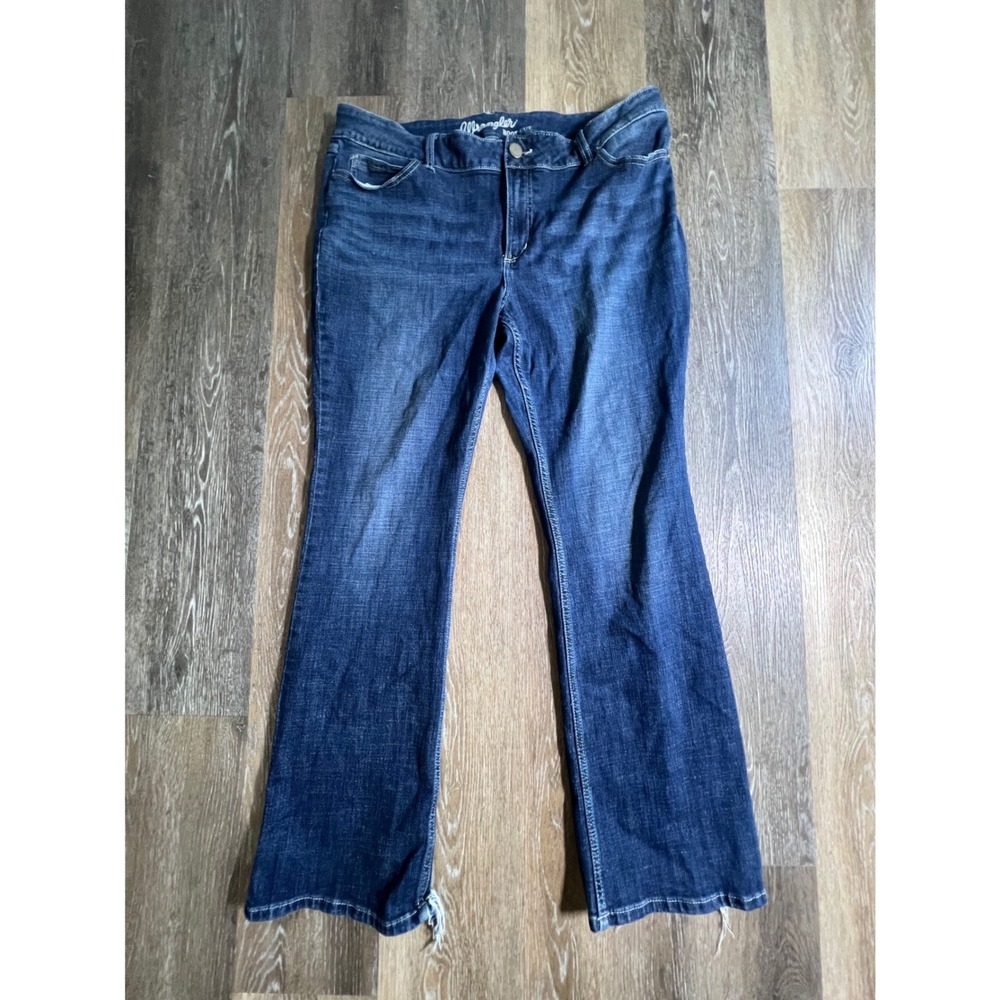 Wrangler Boot Cut Jeans Womens 20 Blue Frayed Hem Western Denim